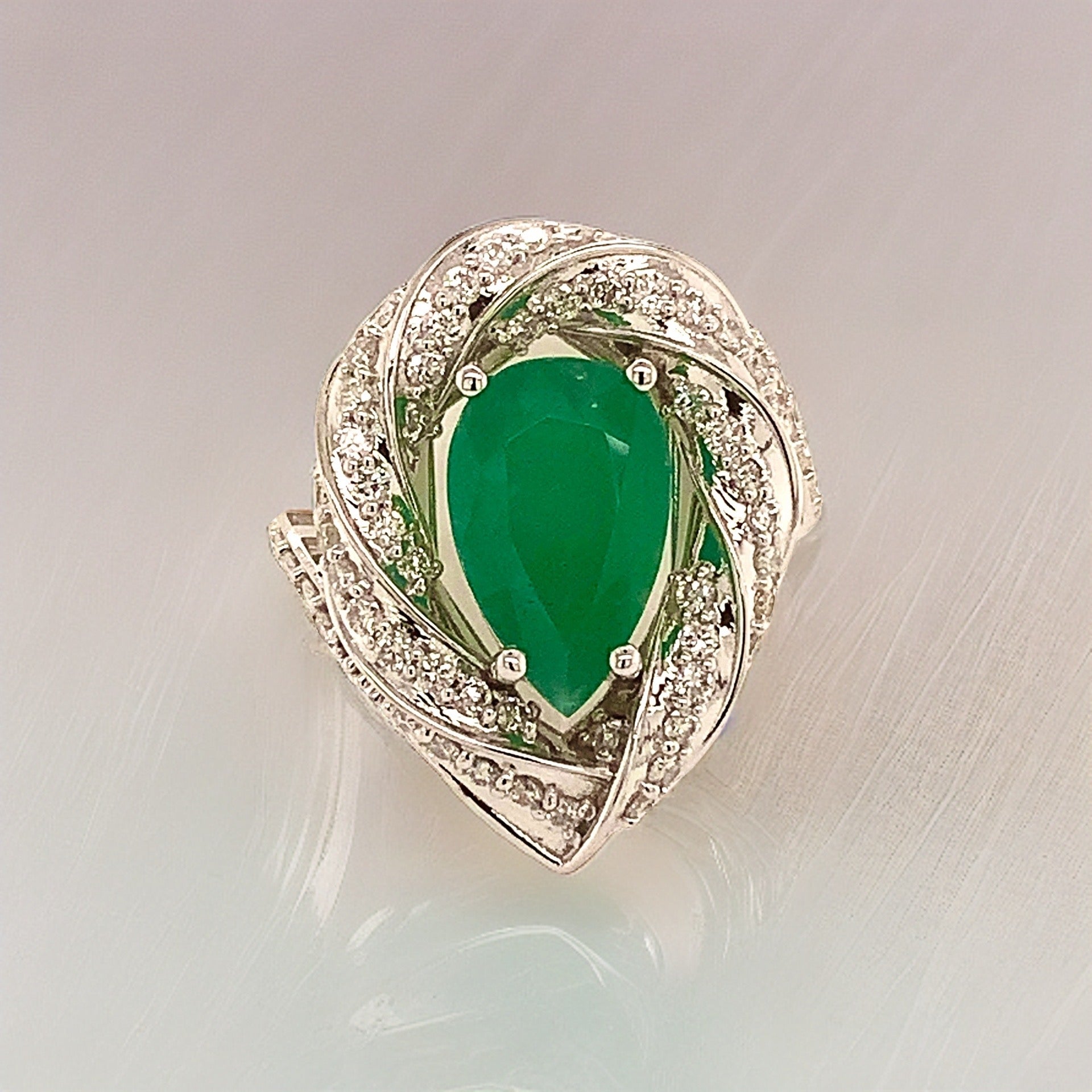 Natural Emerald Diamond Ring Size 6.75 14k Gold 6.1 TCW Certified $6,950 114425 - Certified Fine Jewelry