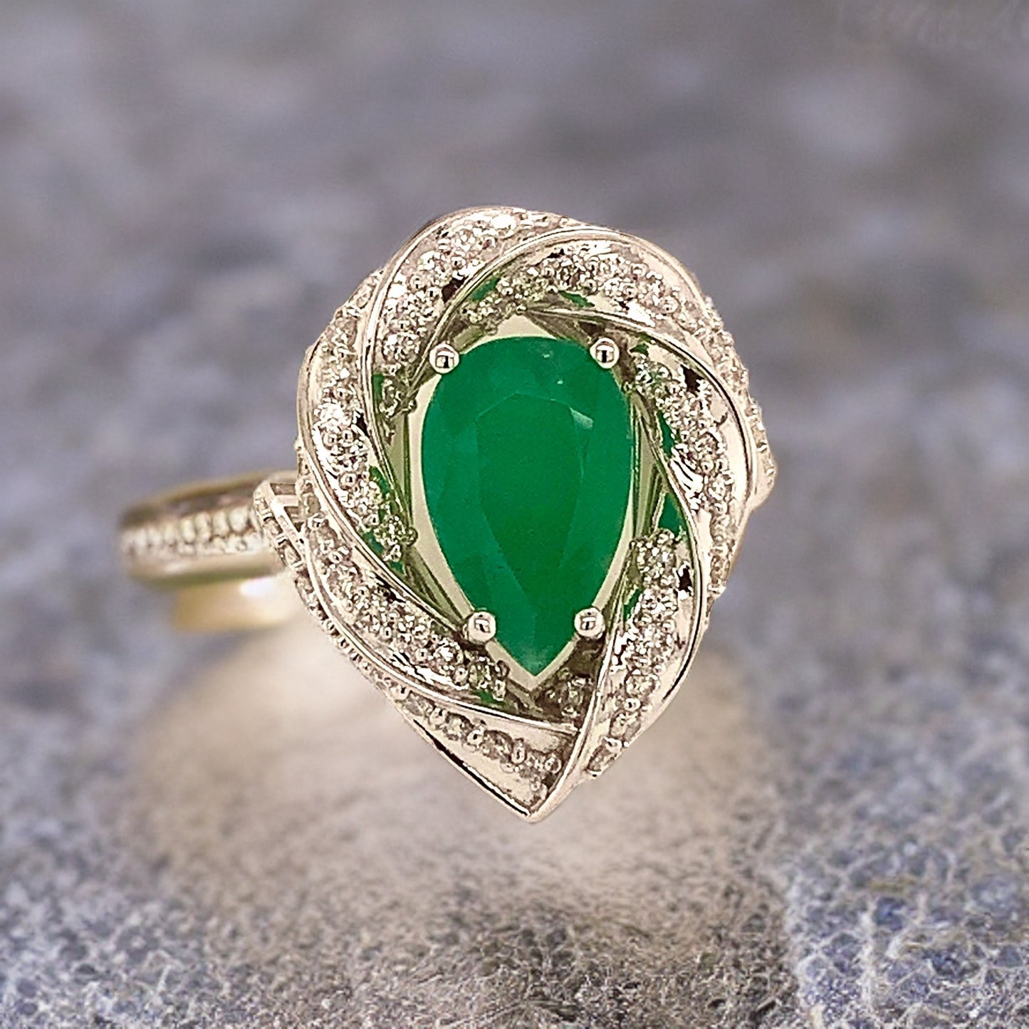 Natural Emerald Diamond Ring Size 6.75 14k Gold 6.1 TCW Certified $6,950 114425 - Certified Fine Jewelry