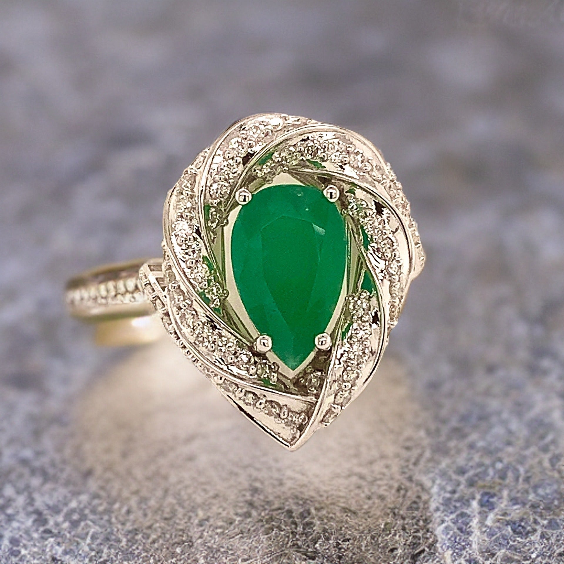 Natural Emerald Diamond Ring Size 6.75 14k Gold 6.1 TCW Certified $6,950 114425 - Certified Fine Jewelry