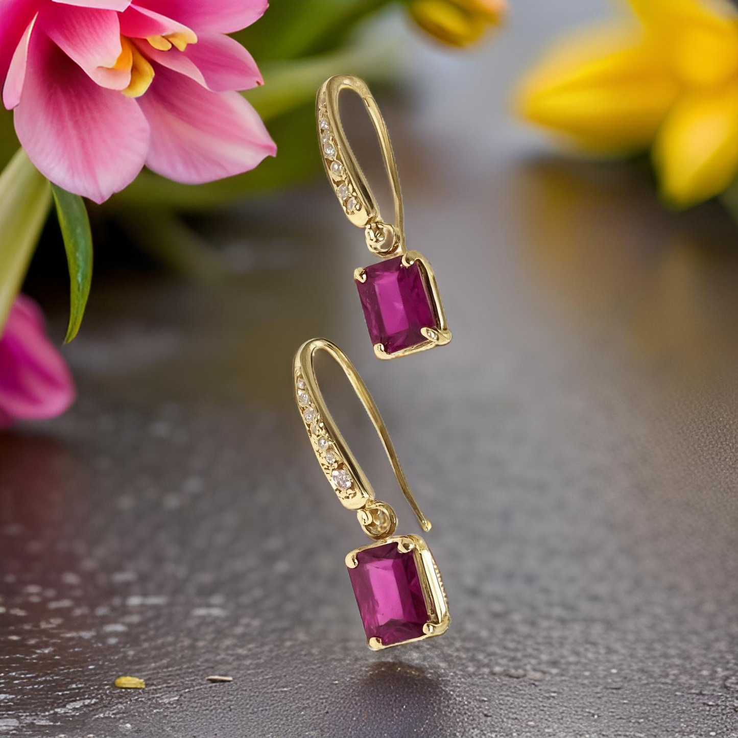 Diamond Rubellite Tourmaline Earrings 14k Gold 2.05 TCW Certified $1,690 821770