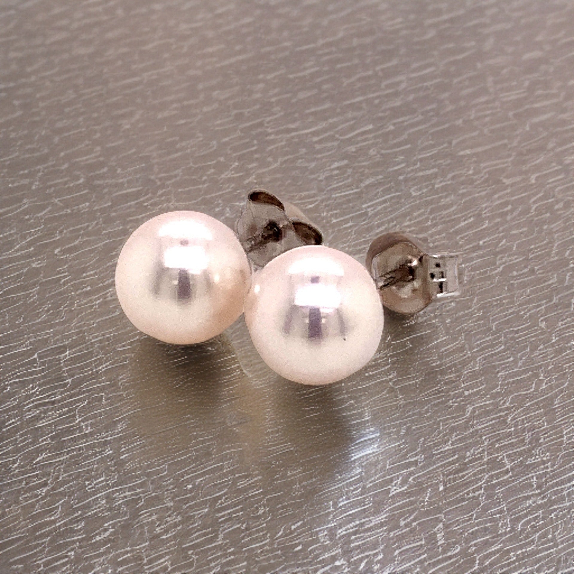 Akoya Pearl Stud Earrings 14k White Gold 6.95 mm Certified $599 015867 - Certified Fine Jewelry
