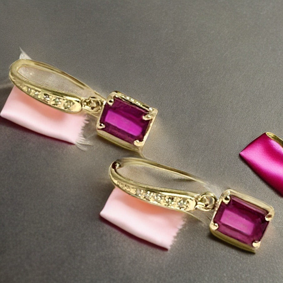 Diamond Rubellite Tourmaline Earrings 14k Gold 2.05 TCW Certified $1,690 821770