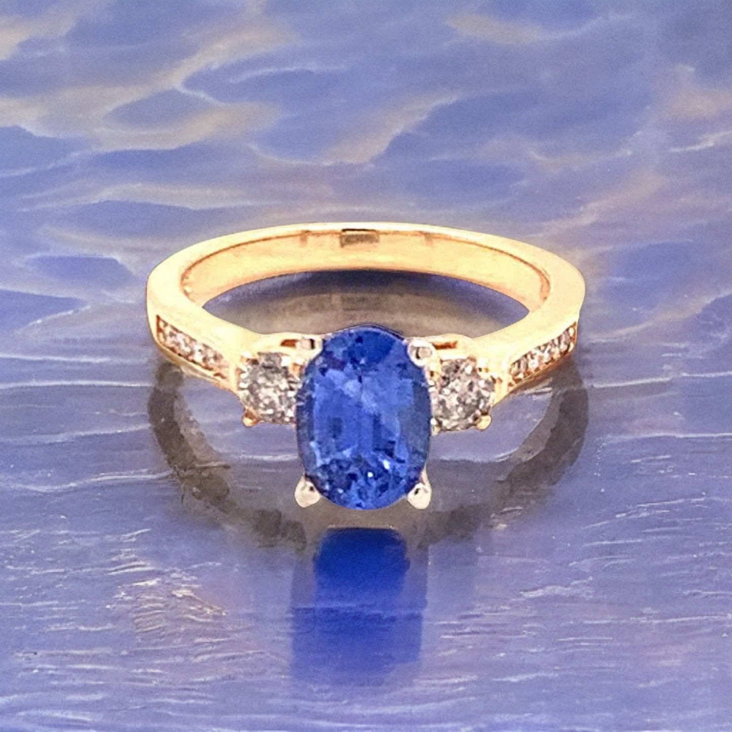 Diamond Blue Sapphire Ring 14k Gold Women Certified $4,950 915310 - Certified Fine Jewelry