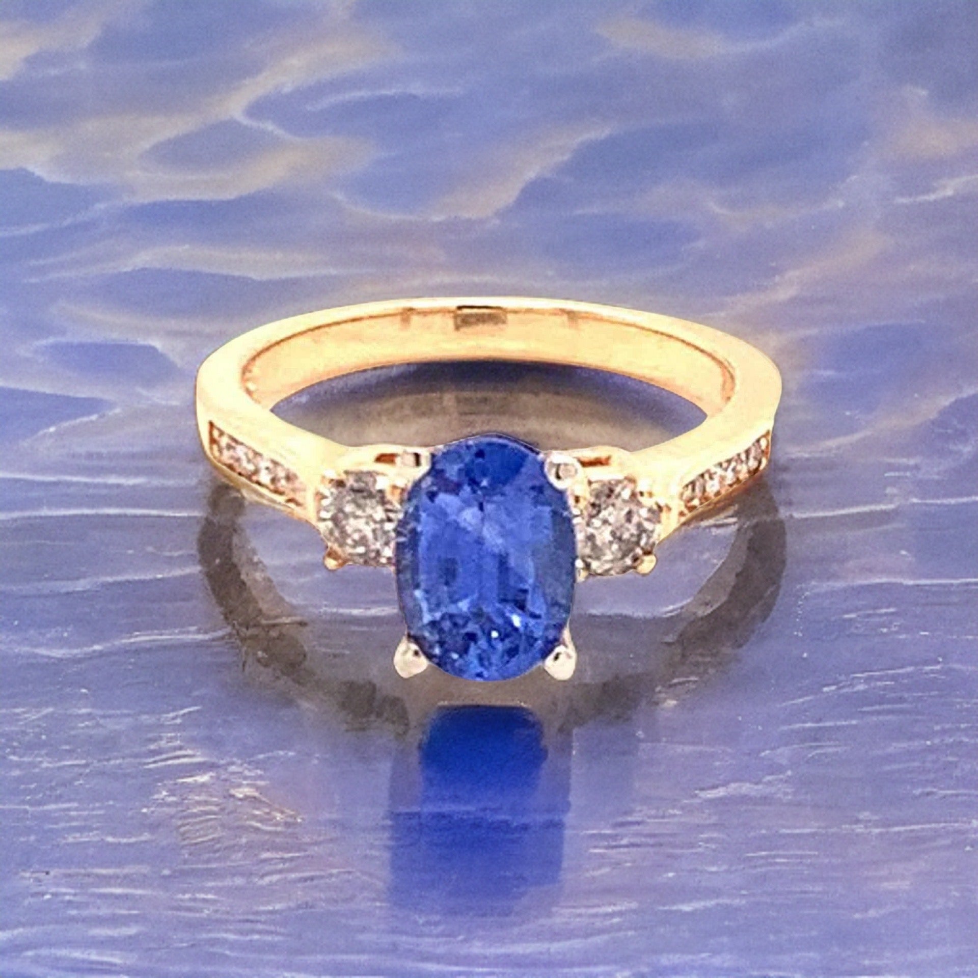 Diamond Blue Sapphire Ring 14k Gold Women Certified $4,950 915310 - Certified Fine Jewelry