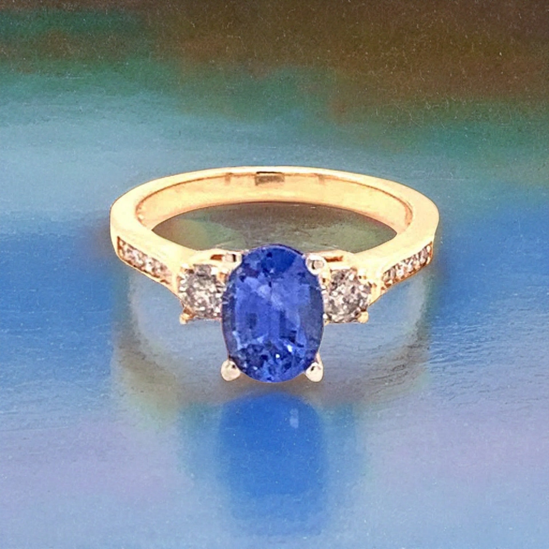 Diamond Blue Sapphire Ring 14k Gold Women Certified $4,950 915310 - Certified Fine Jewelry