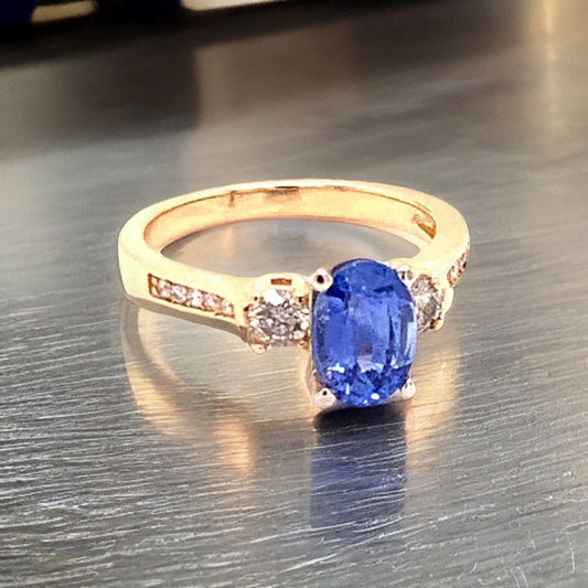 Diamond Blue Sapphire Ring 14k Gold Women Certified $4,950 915310 - Certified Fine Jewelry