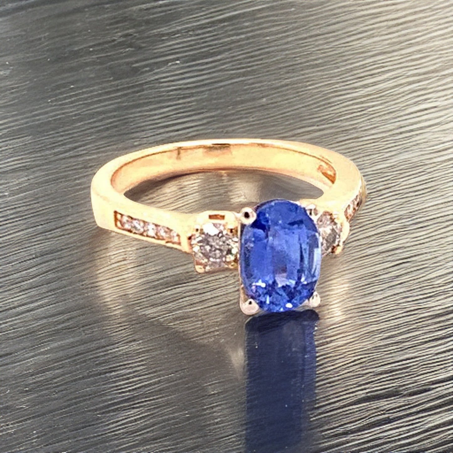 Diamond Blue Sapphire Ring 14k Gold Women Certified $4,950 915310 - Certified Fine Jewelry