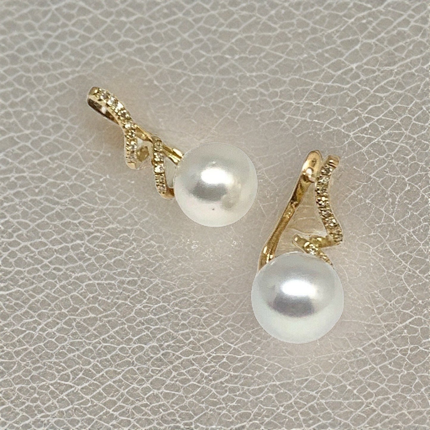 Diamond South Sea Pearl Earrings 14k Gold 11 mm Certified $2,950 910809 - Certified Fine Jewelry