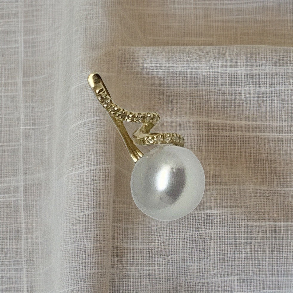 Diamond South Sea Pearl Earrings 14k Gold 11 mm Certified $2,950 910809 - Certified Fine Jewelry
