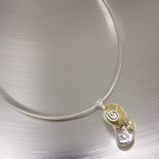Diamond Fresh Water Pearl Necklace Baroque 14k Gold Italy Certified $3,950 914368 - Certified Fine Jewelry