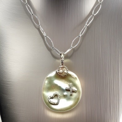 Diamond Fresh Water Pearl Necklace 14k Gold Pendant 16.25" Italy Certified $2,950 910819 - Certified Fine Jewelry