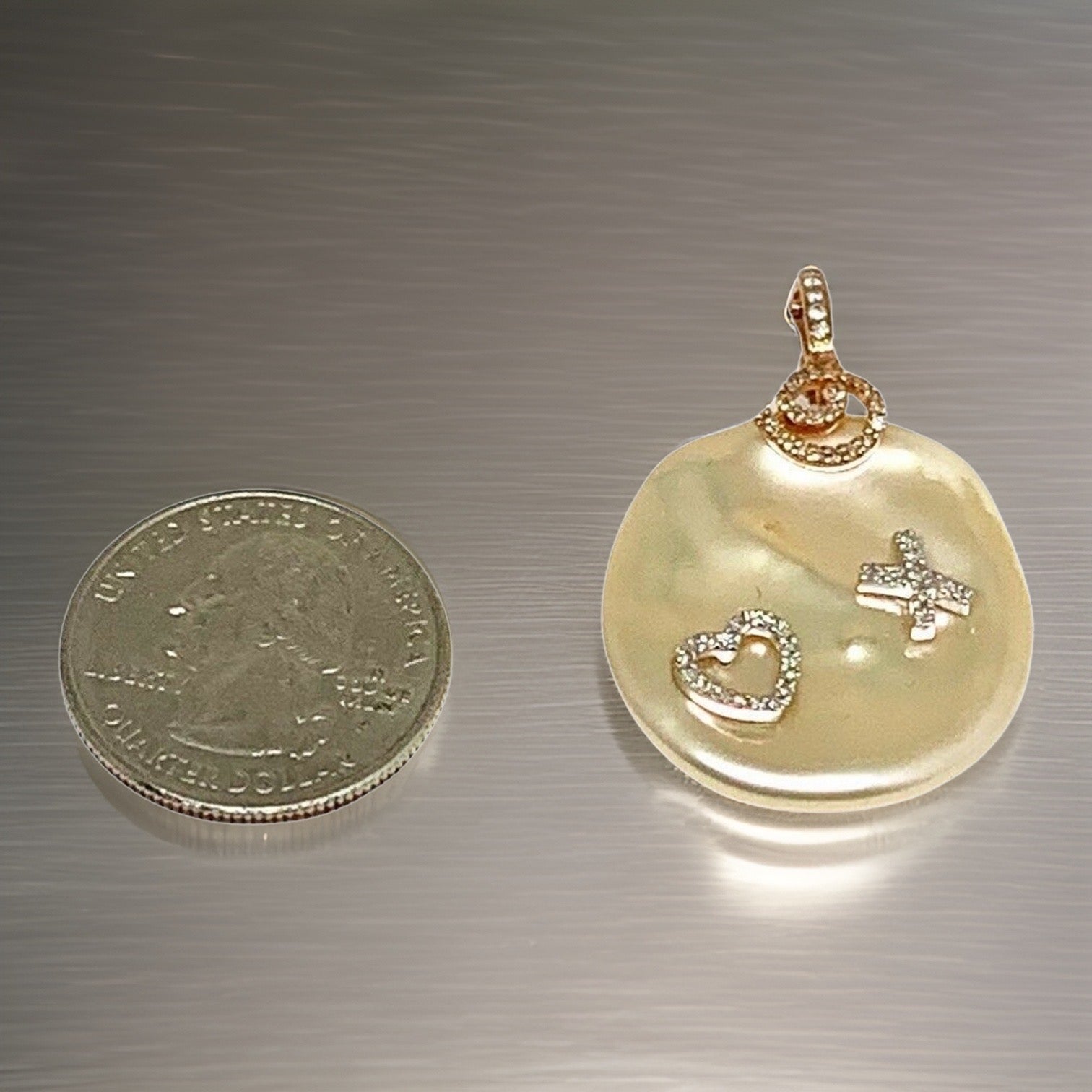 Diamond Fresh Water Pearl Necklace 14k Gold Pendant 16.25" Italy Certified $2,950 910819 - Certified Fine Jewelry