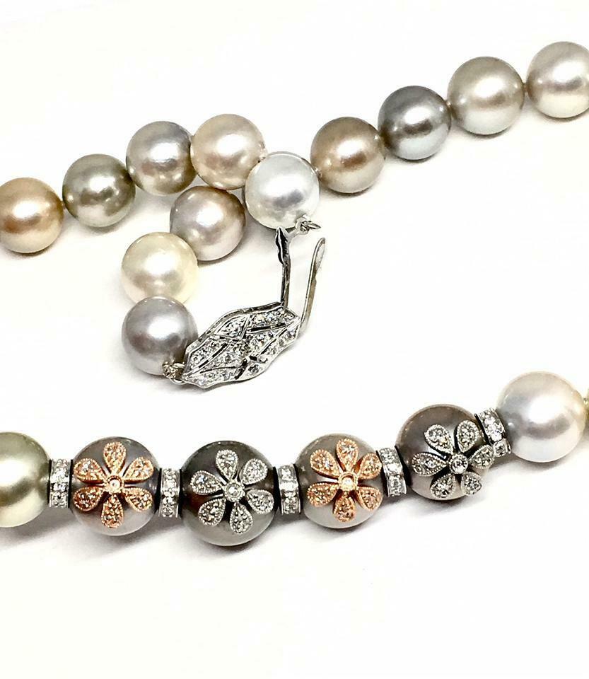 Diamond South Sea Pearl Necklace 12.80 mm 17.5" Certified $14,950 910878 - Certified Fine Jewelry