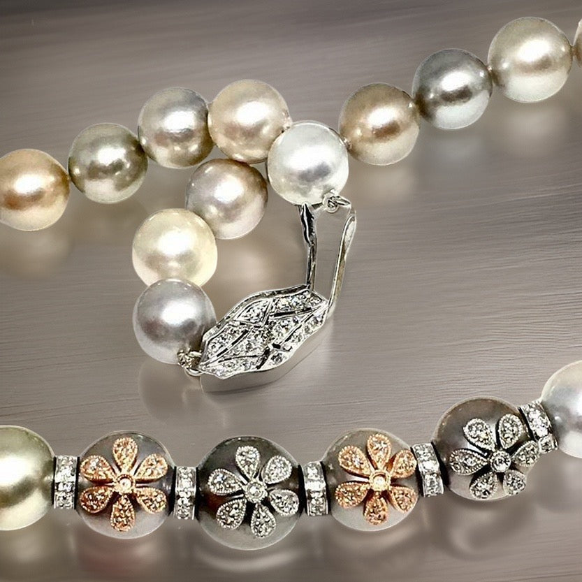 Diamond South Sea Pearl Necklace 12.80 mm 17.5" Certified $14,950 910878 - Certified Fine Jewelry