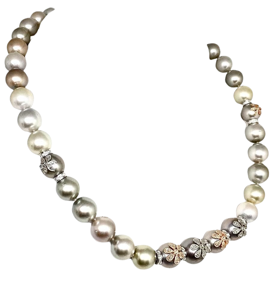 Diamond South Sea Pearl Necklace 12.80 mm 17.5" Certified $14,950 910878 - Certified Fine Jewelry