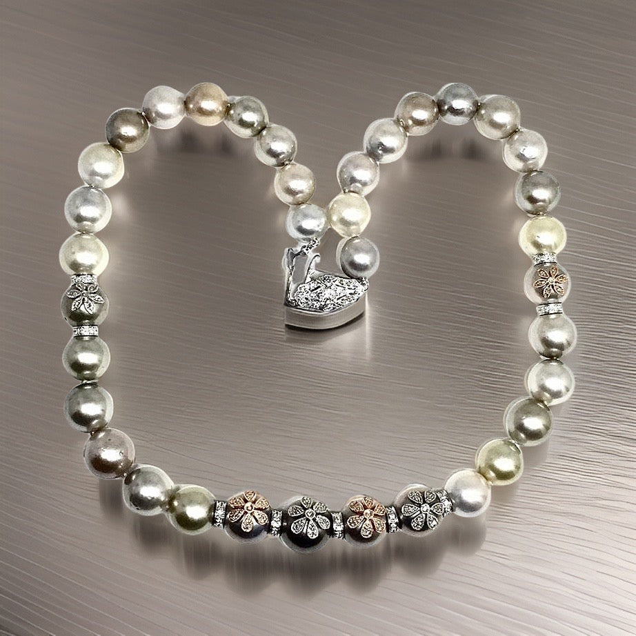 Diamond South Sea Pearl Necklace 12.80 mm 17.5" Certified $14,950 910878 - Certified Fine Jewelry