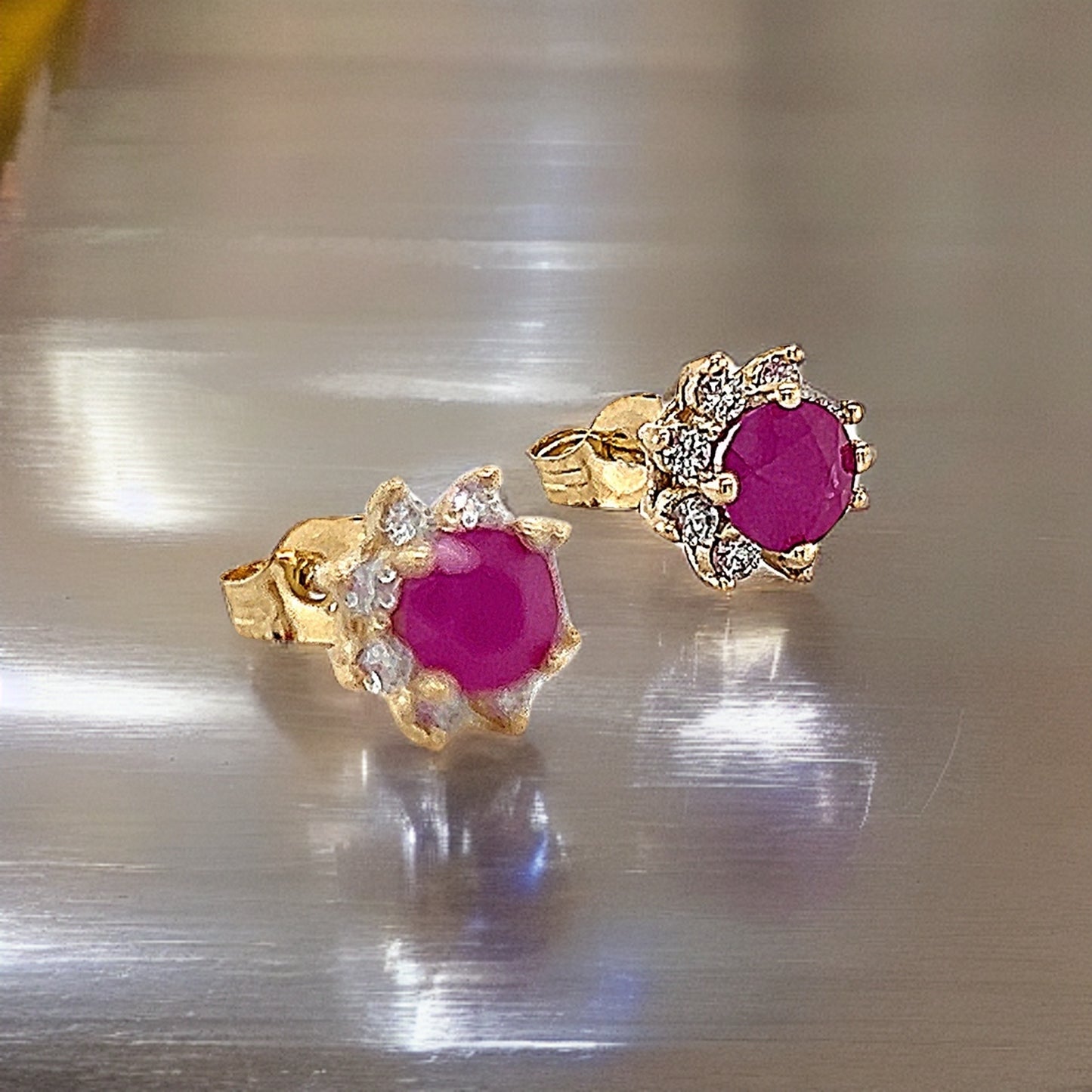 Natural Ruby Diamond Earrings 14k Gold 1.25 TCW Certified $2,290 210748 - Certified Fine Jewelry
