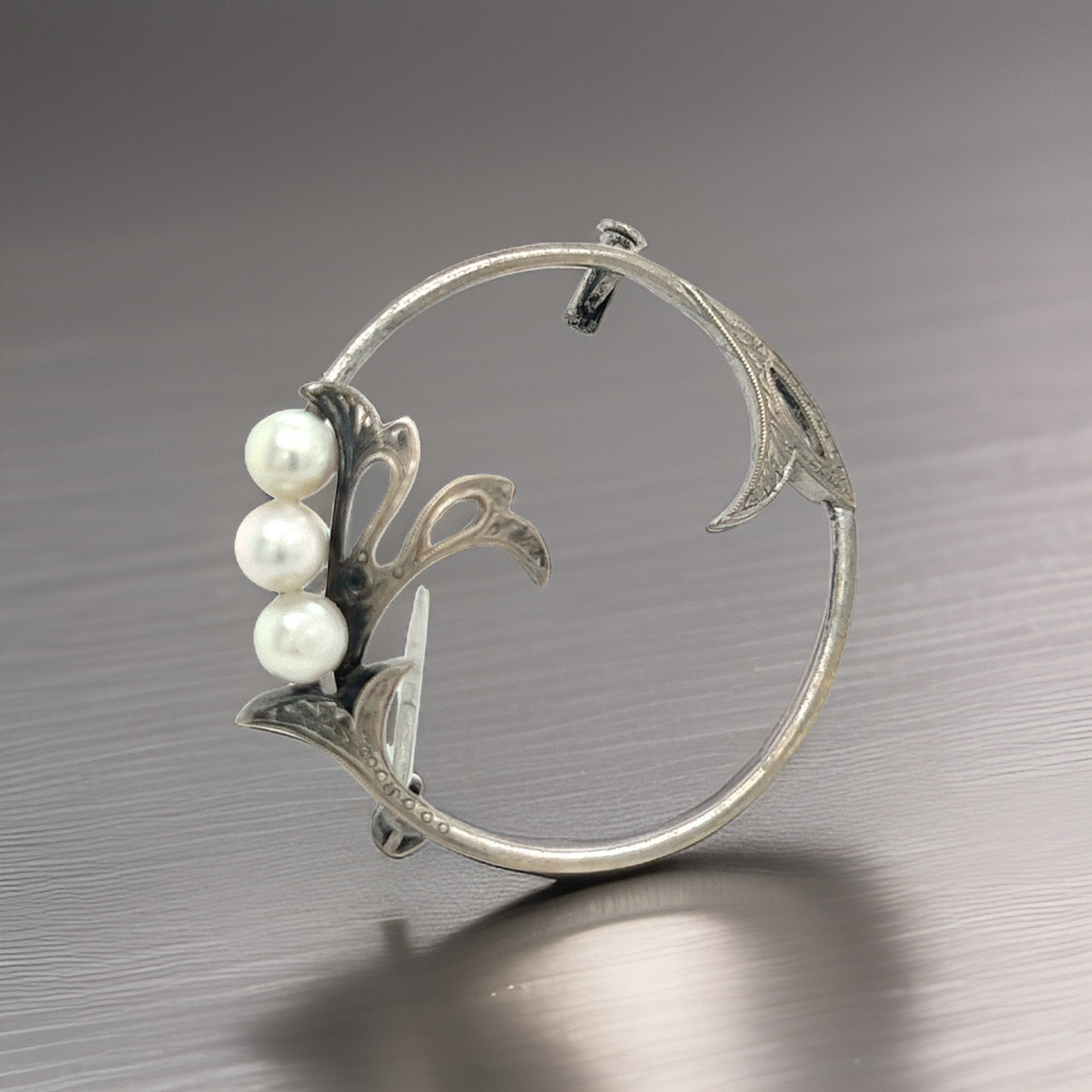 Mikimoto Estate Akoya Pearl Brooch Pin Sterling Silver 4.65 mm M280 - Certified Fine Jewelry