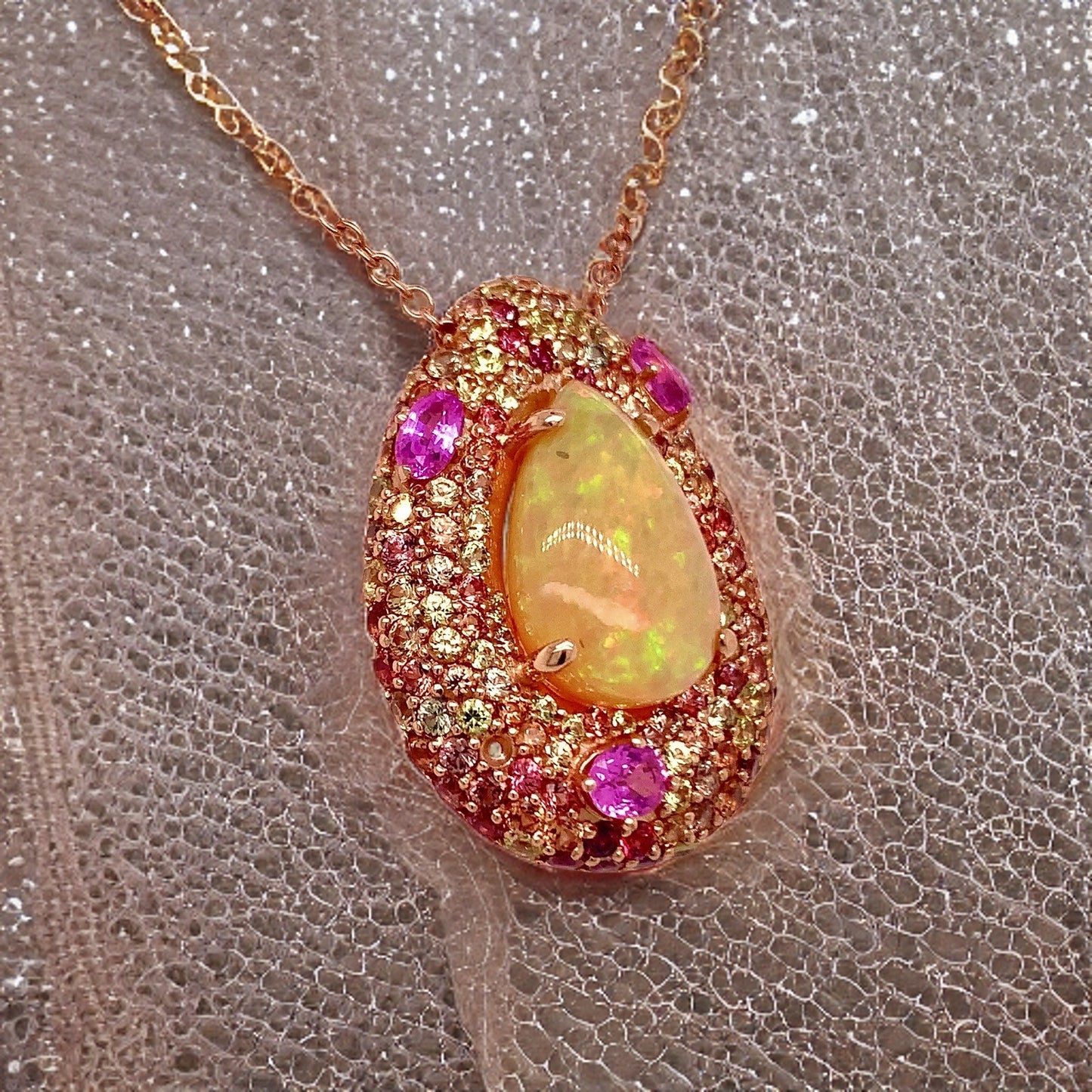 Natural Ethiopian Opal Sapphire Necklace 14k Gold 11.5 TCW GIA Certified $8,950 016621 - Certified Fine Jewelry