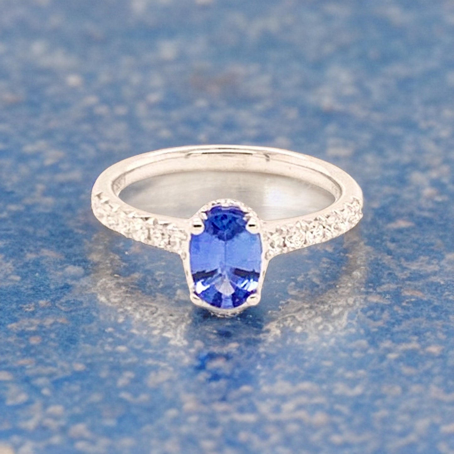 Diamond Sapphire Ring 18k Gold Women 1.725 TCW Certified $3990 913137 - Certified Fine Jewelry