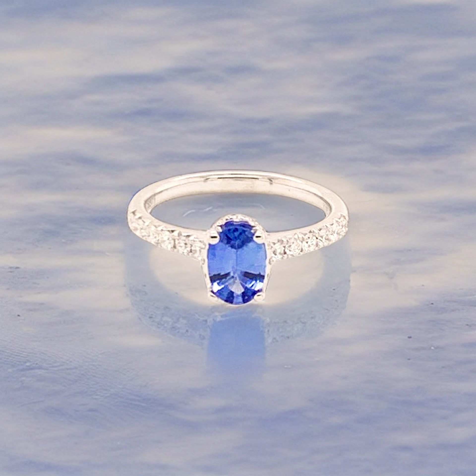 Diamond Sapphire Ring 18k Gold Women 1.725 TCW Certified $3990 913137 - Certified Fine Jewelry