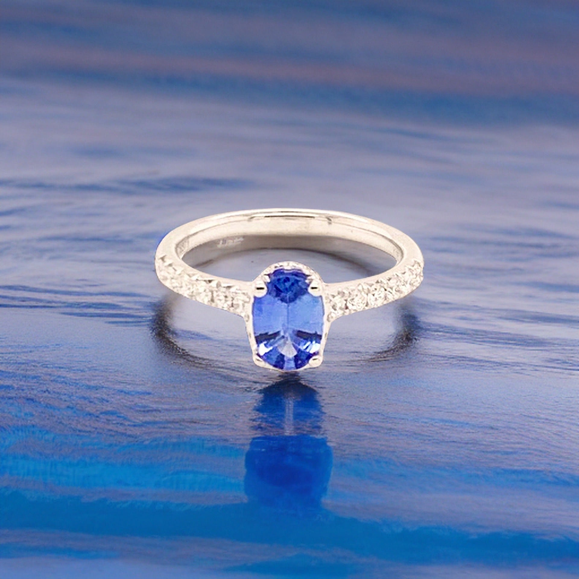 Diamond Sapphire Ring 18k Gold Women 1.725 TCW Certified $3990 913137 - Certified Fine Jewelry