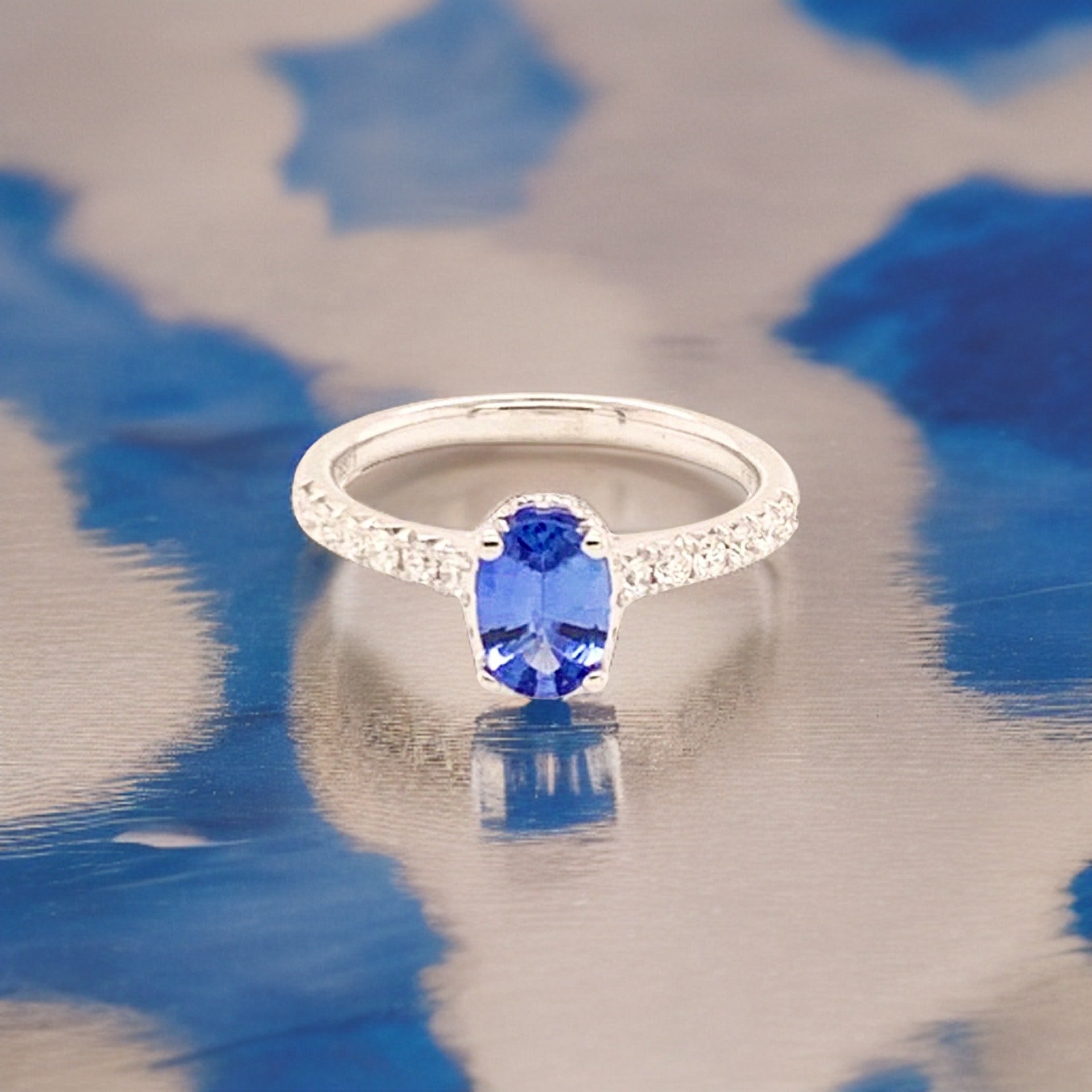 Diamond Sapphire Ring 18k Gold Women 1.725 TCW Certified $3990 913137 - Certified Fine Jewelry