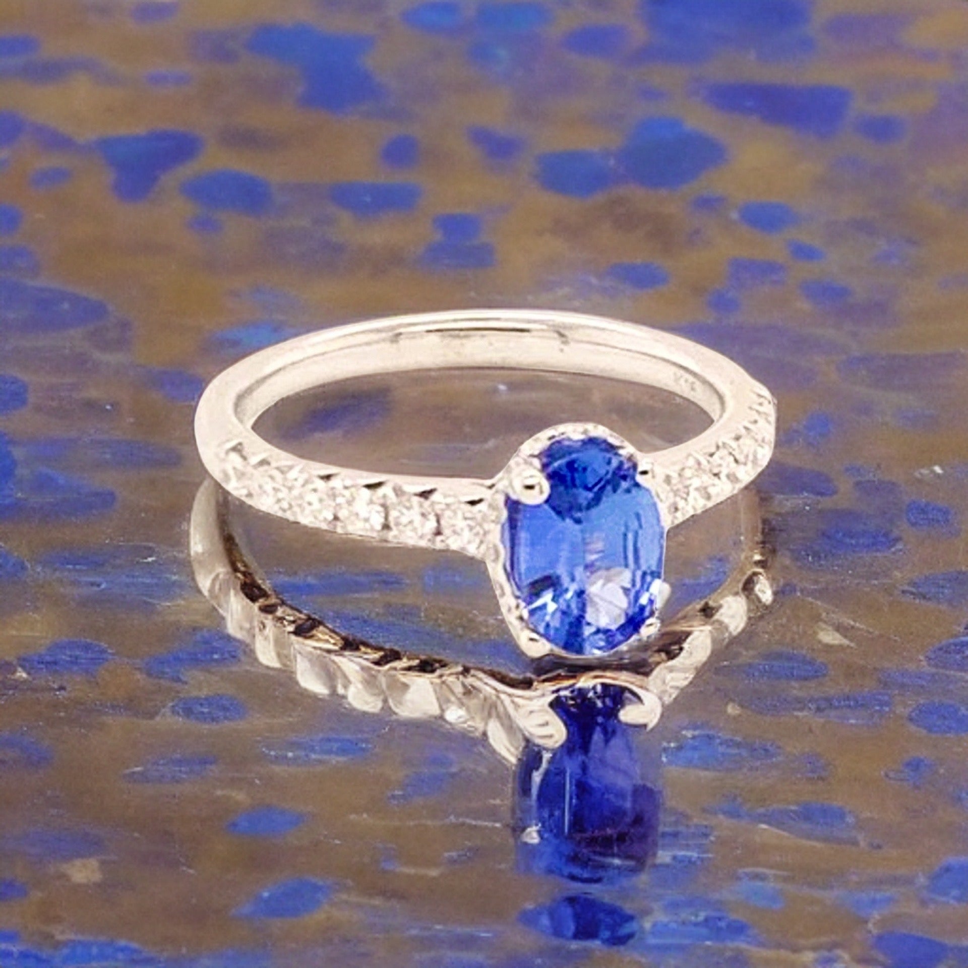 Diamond Sapphire Ring 18k Gold Women 1.725 TCW Certified $3990 913137 - Certified Fine Jewelry