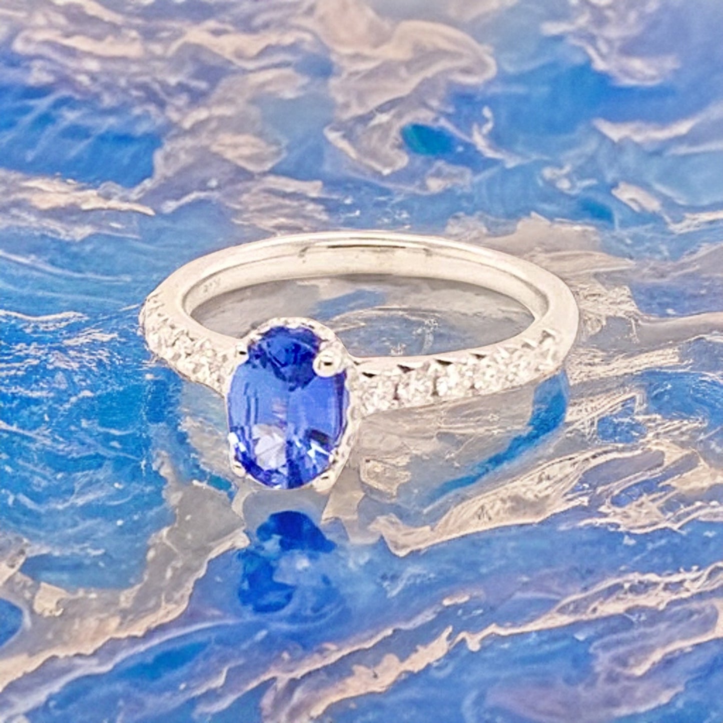 Diamond Sapphire Ring 18k Gold Women 1.725 TCW Certified $3990 913137 - Certified Fine Jewelry