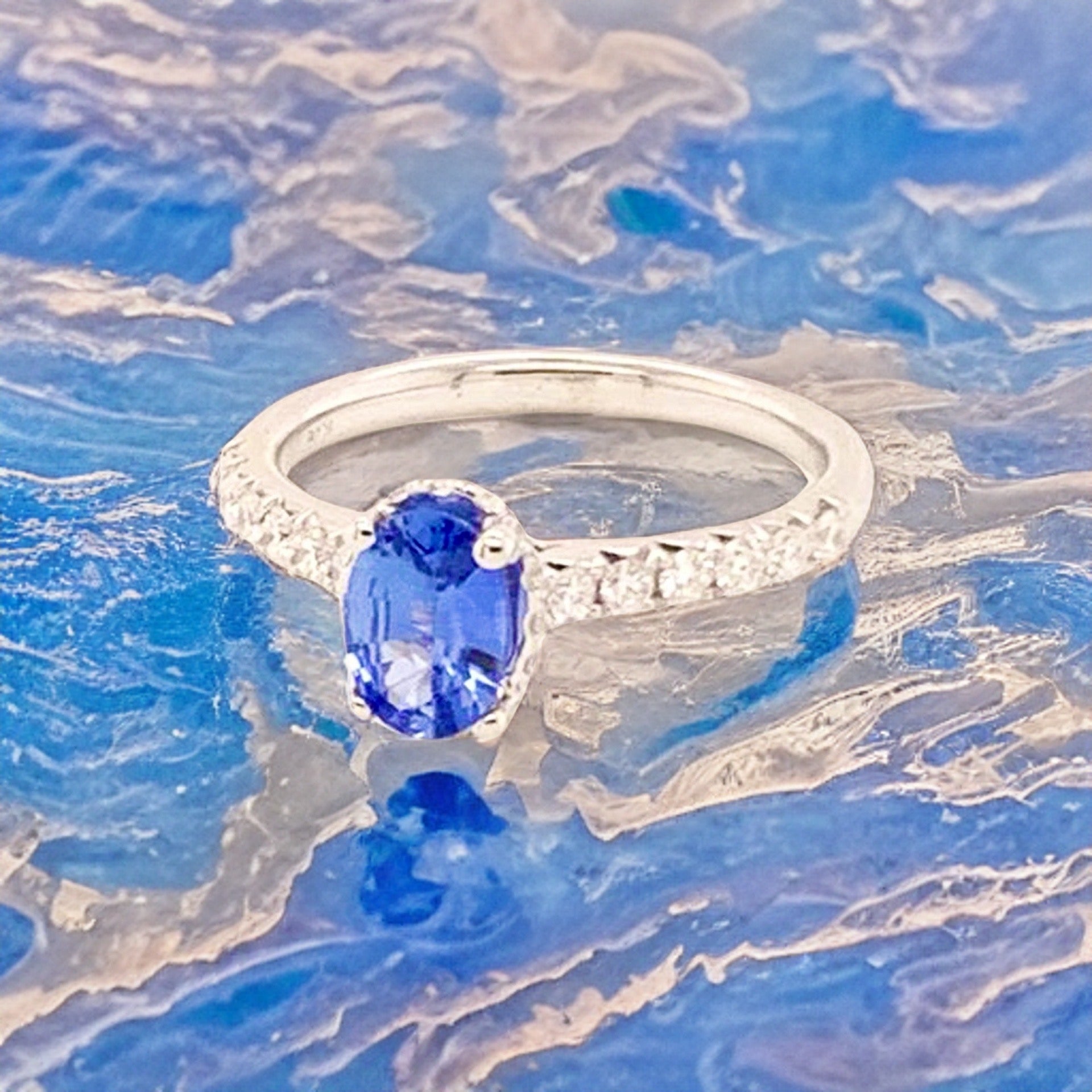 Diamond Sapphire Ring 18k Gold Women 1.725 TCW Certified $3990 913137 - Certified Fine Jewelry