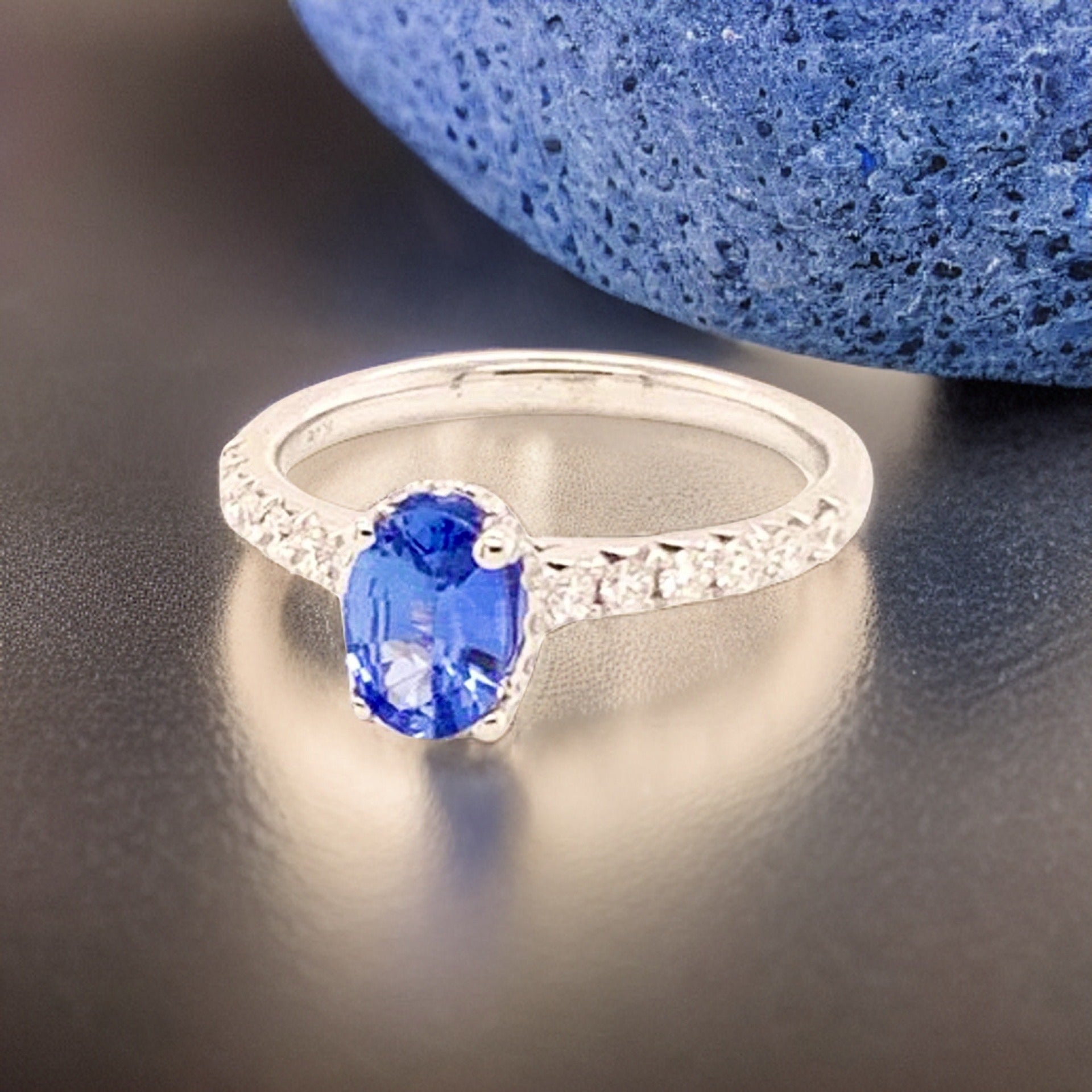 Diamond Sapphire Ring 18k Gold Women 1.725 TCW Certified $3990 913137 - Certified Fine Jewelry