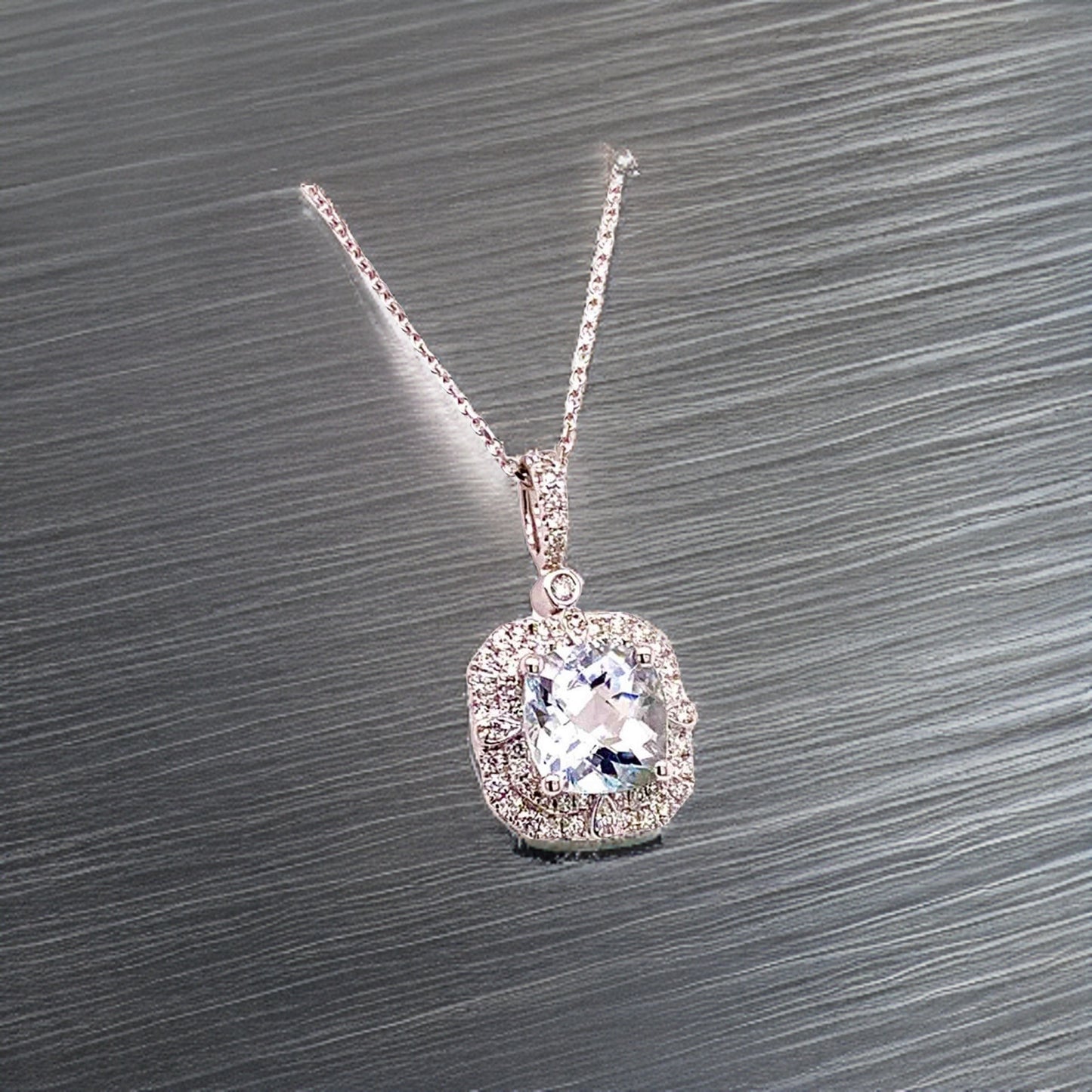 Diamond Aquamarine Necklace 18k Gold 18" 2.24 TCW Certified $3,950 920940 - Certified Fine Jewelry