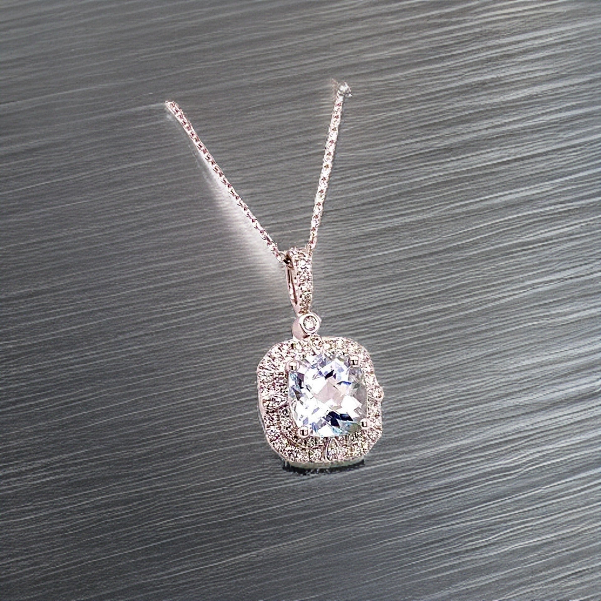 Diamond Aquamarine Necklace 18k Gold 18" 2.24 TCW Certified $3,950 920940 - Certified Fine Jewelry