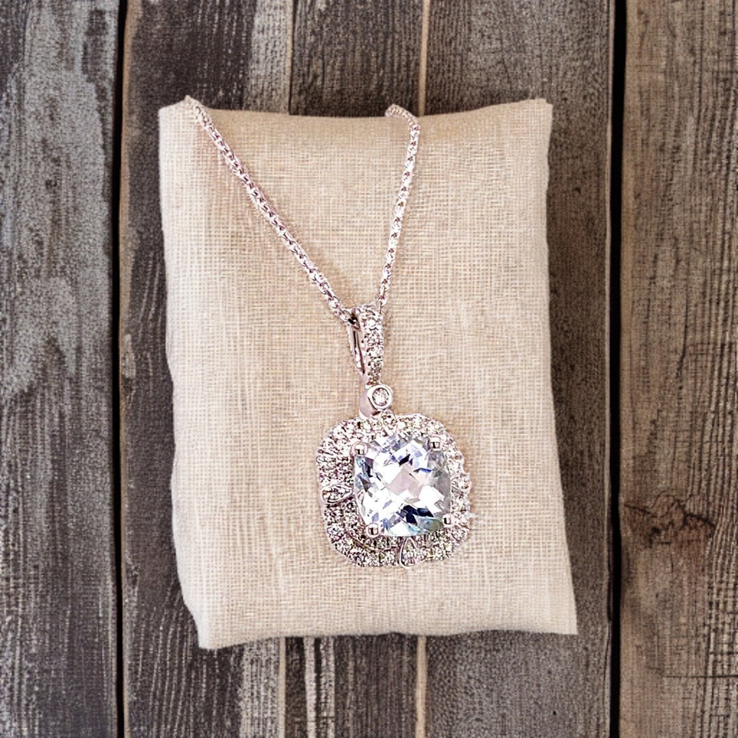 Diamond Aquamarine Necklace 18k Gold 18" 2.24 TCW Certified $3,950 920940 - Certified Fine Jewelry