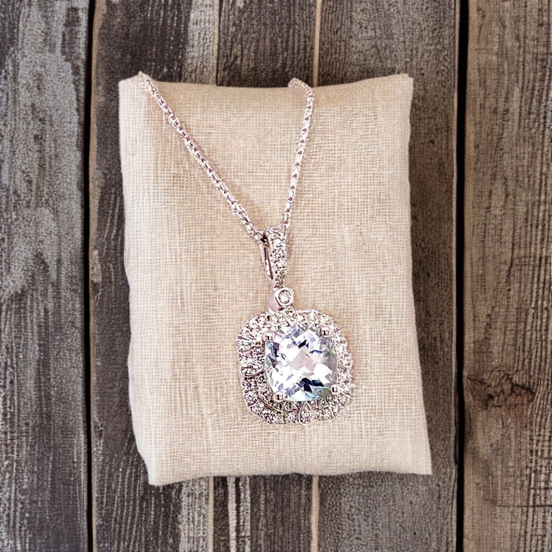 Diamond Aquamarine Necklace 18k Gold 18" 2.24 TCW Certified $3,950 920940 - Certified Fine Jewelry