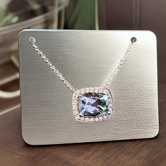 Diamond Aquamarine Pendant Necklace 14k Gold 17" 8.37 TCW Certified $5,950 213255 - Certified Fine Jewelry