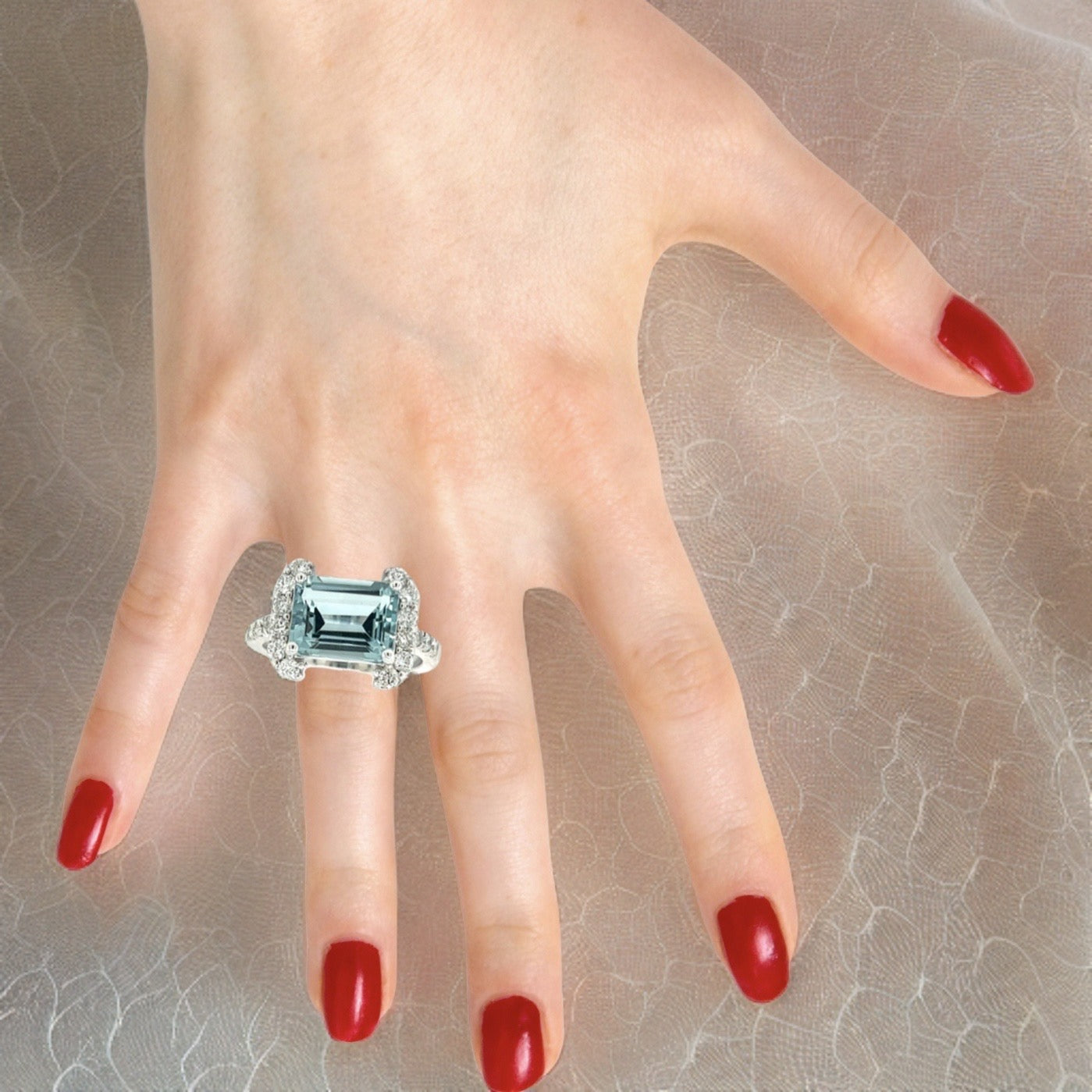 Natural Aquamarine Diamond Ring 6.5 14k white Gold 6.09 TCW Certified $4,690 217095 - Certified Fine Jewelry