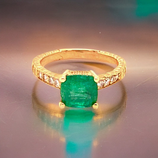 Diamond Emerald Ring 14k Gold 2.01 TCW Women Certified $3,950 914185 - Certified Fine Jewelry