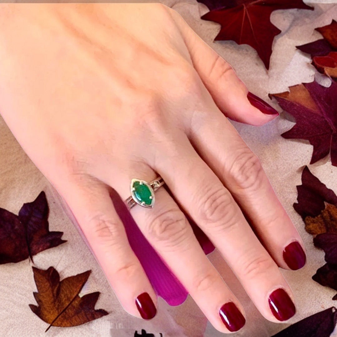 Diamond Emerald Ring 14k Gold Custom Certified $2,450 913616 - Certified Fine Jewelry