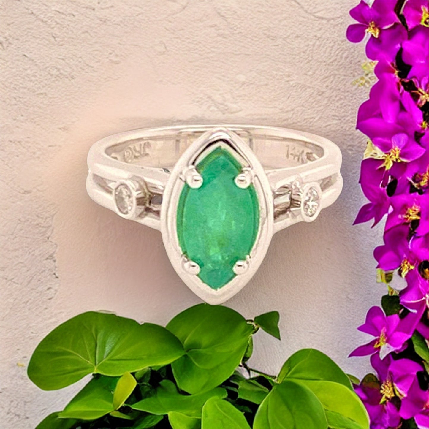 Diamond Emerald Ring 14k Gold Custom Certified $2,450 913616 - Certified Fine Jewelry
