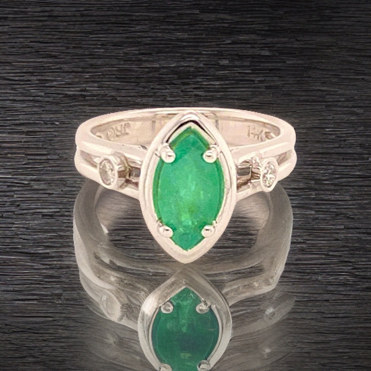 Diamond Emerald Ring 14k Gold Custom Certified $2,450 913616 - Certified Fine Jewelry