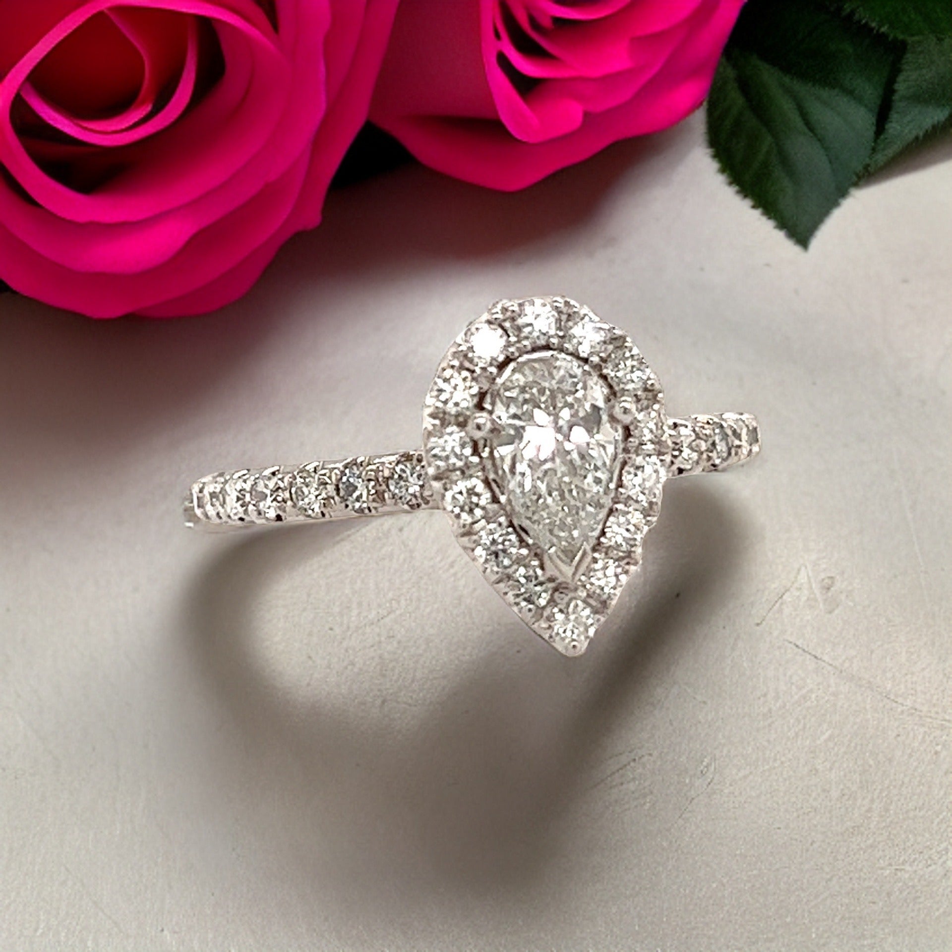 Diamond Engagement Ring 14k White Gold 0.90 TCW Certified $4,950 210736 - Certified Fine Jewelry