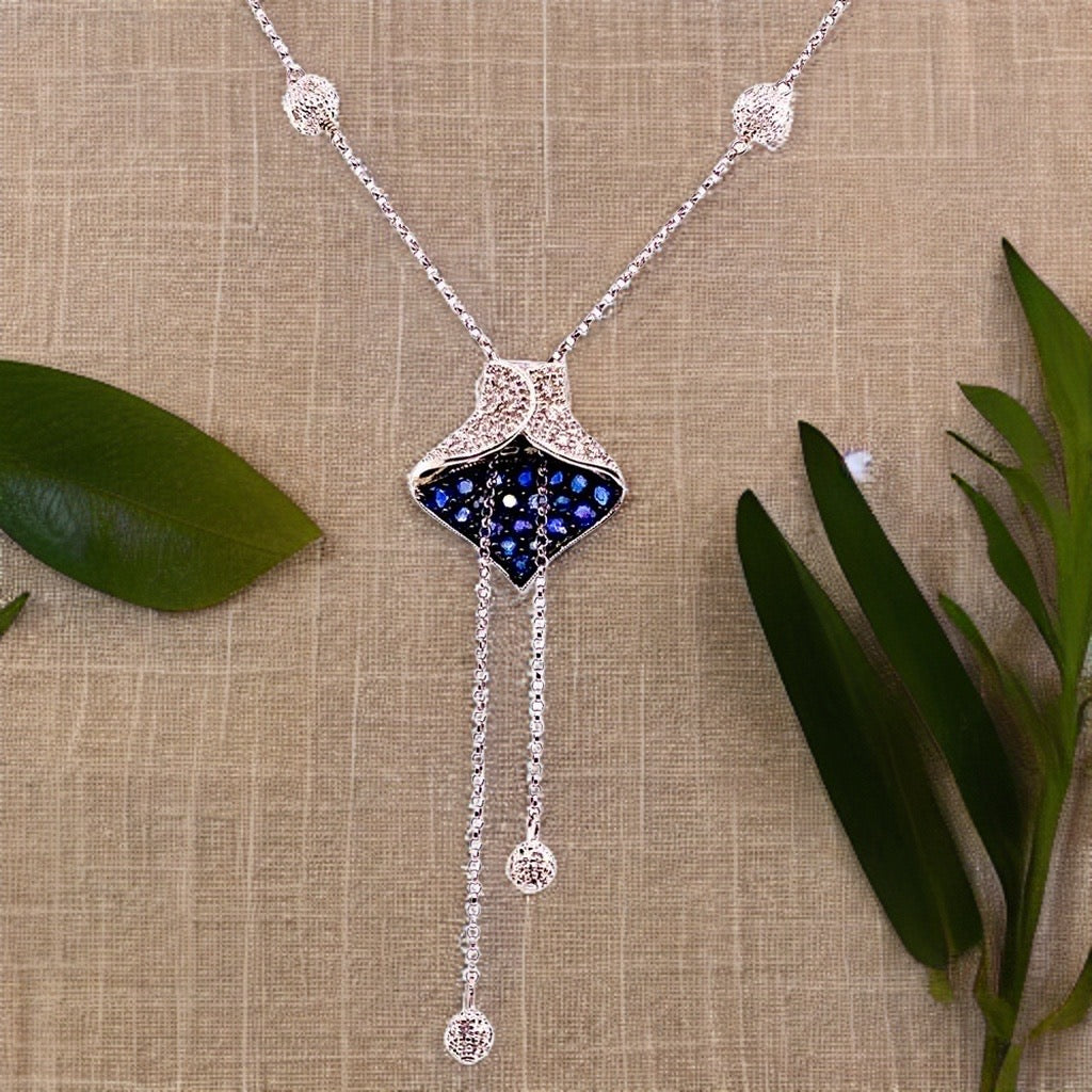 Diamond Sapphire Necklace 1.30 CTW Women Certified $3,950 822574 - Certified Fine Jewelry