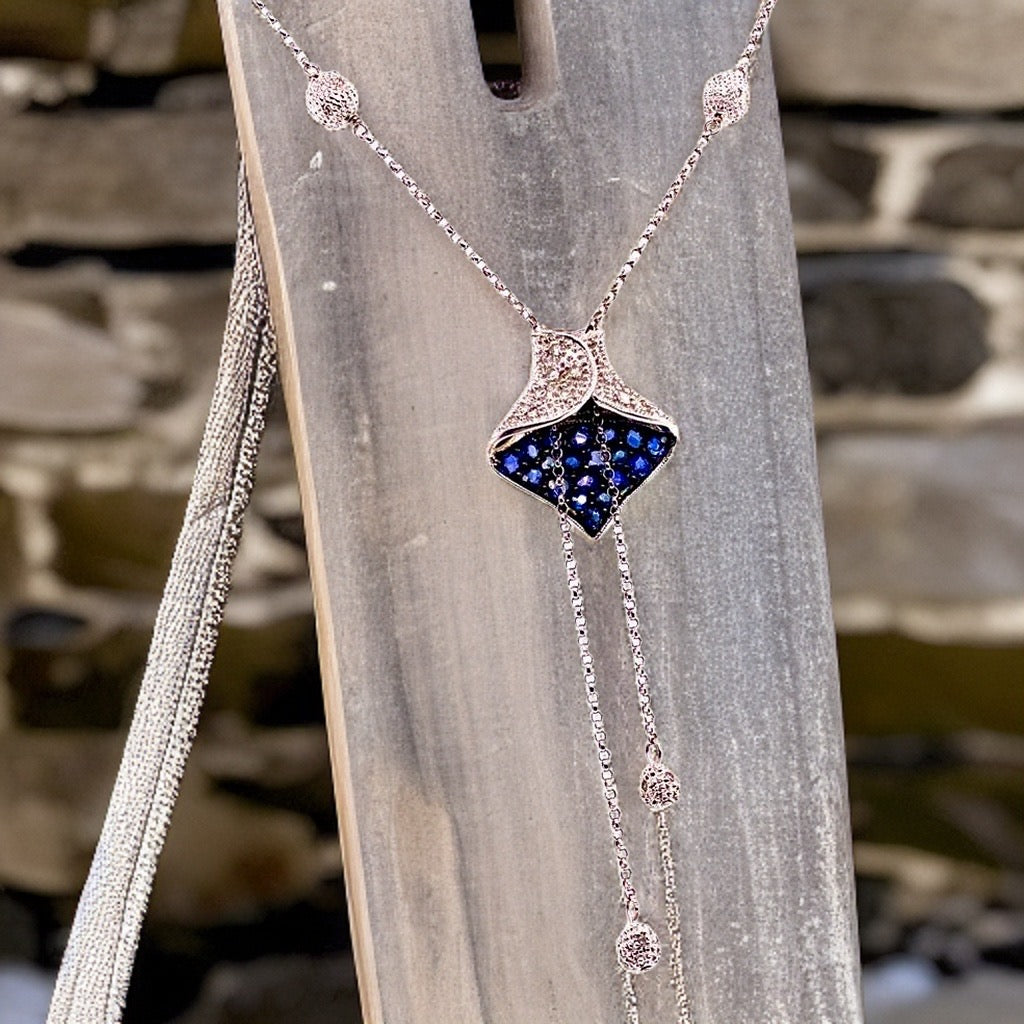 Diamond Sapphire Necklace 1.30 CTW Women Certified $3,950 822574 - Certified Fine Jewelry