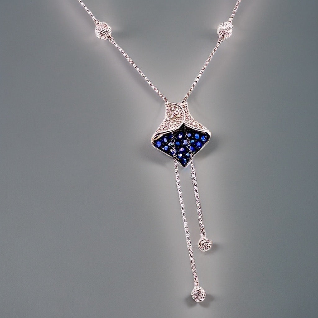 Diamond Sapphire Necklace 1.30 CTW Women Certified $3,950 822574 - Certified Fine Jewelry