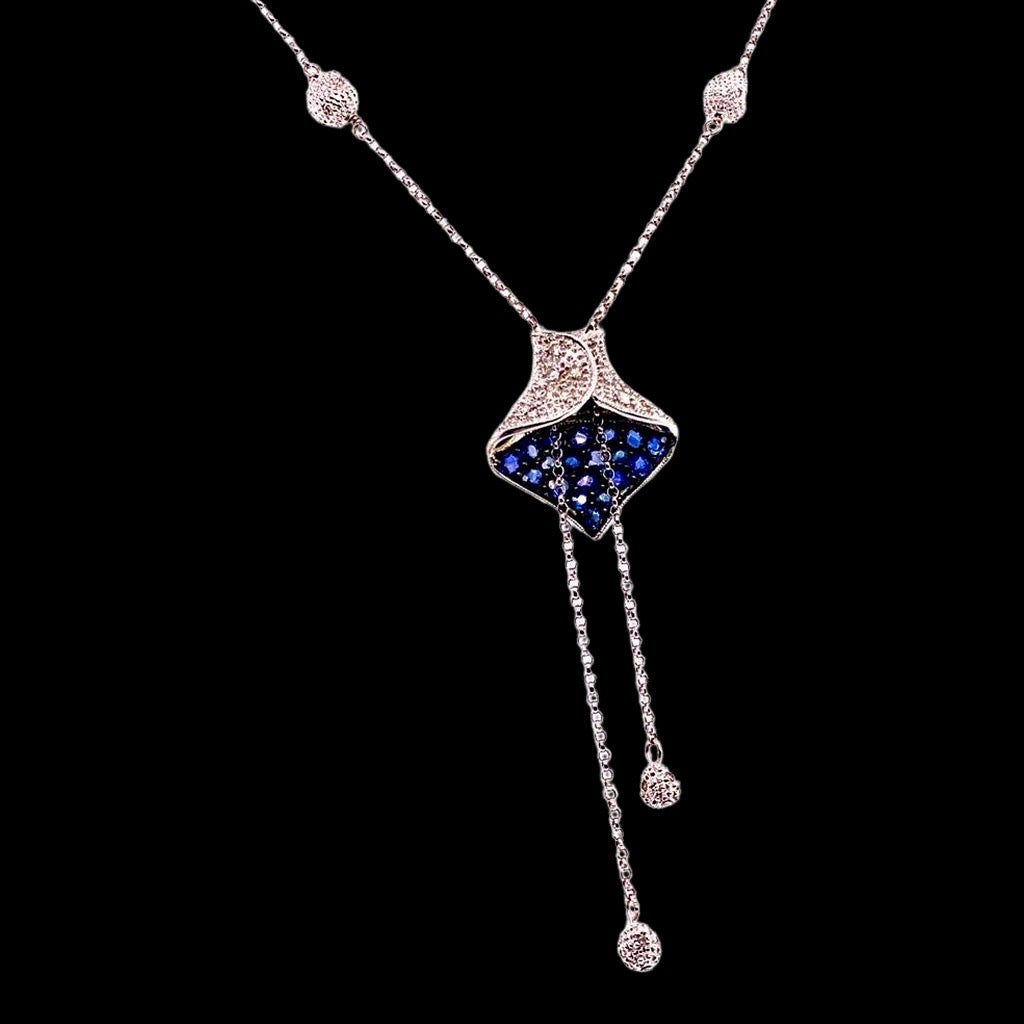 Diamond Sapphire Necklace 1.30 CTW Women Certified $3,950 822574 - Certified Fine Jewelry