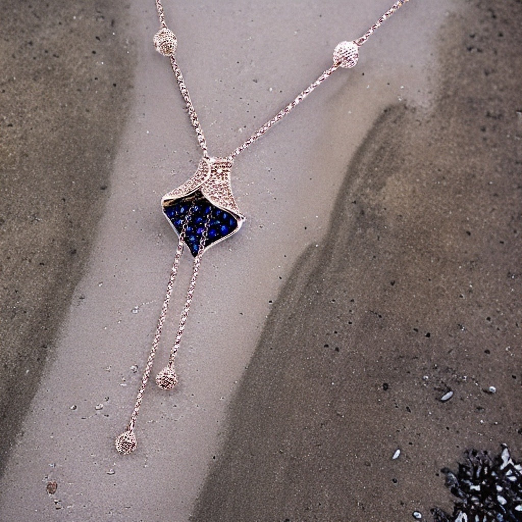 Diamond Sapphire Necklace 1.30 CTW Women Certified $3,950 822574 - Certified Fine Jewelry