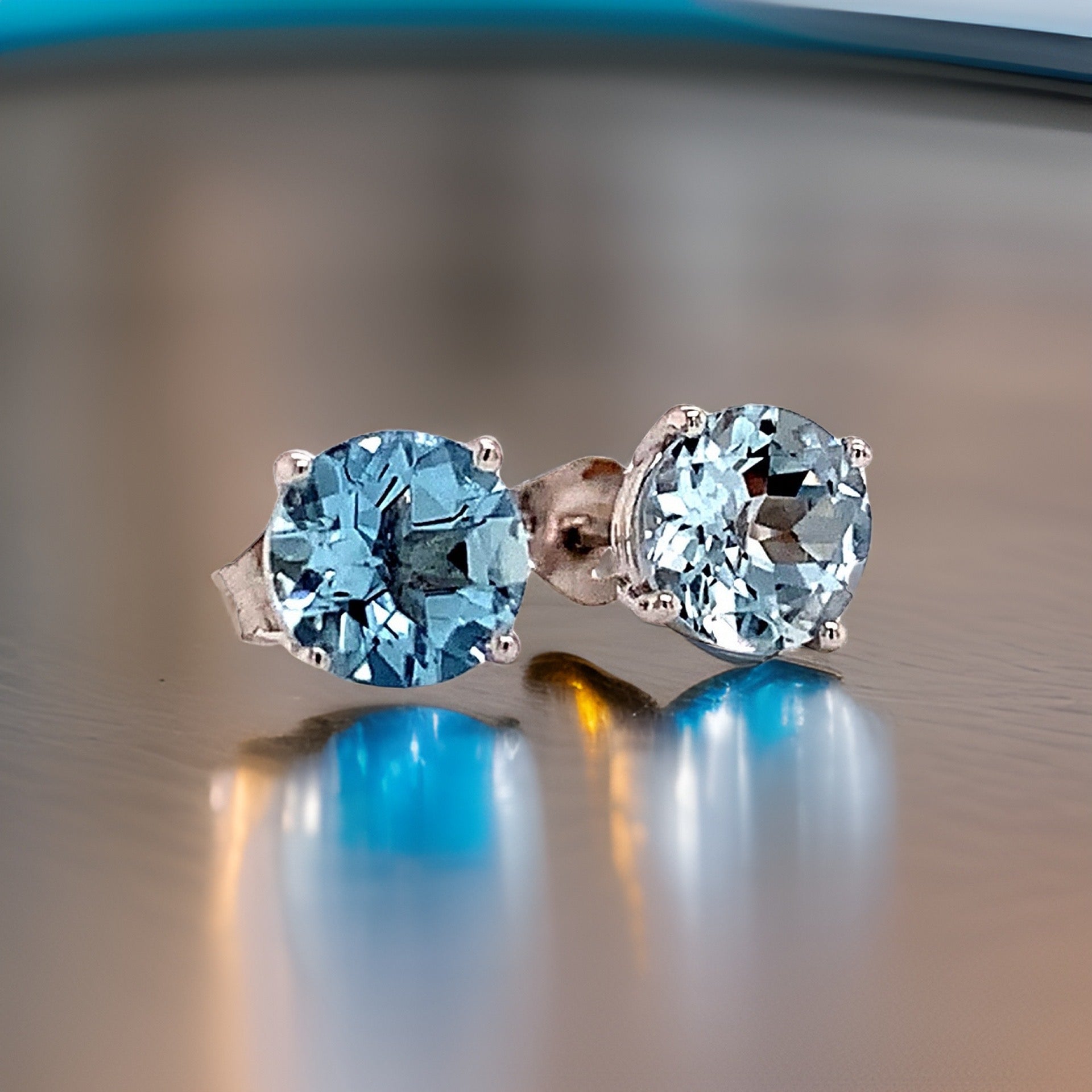 Natural Aquamarine Stud Earrings 14k White Gold 1.0 CTW Certified $590 111539 - Certified Fine Jewelry