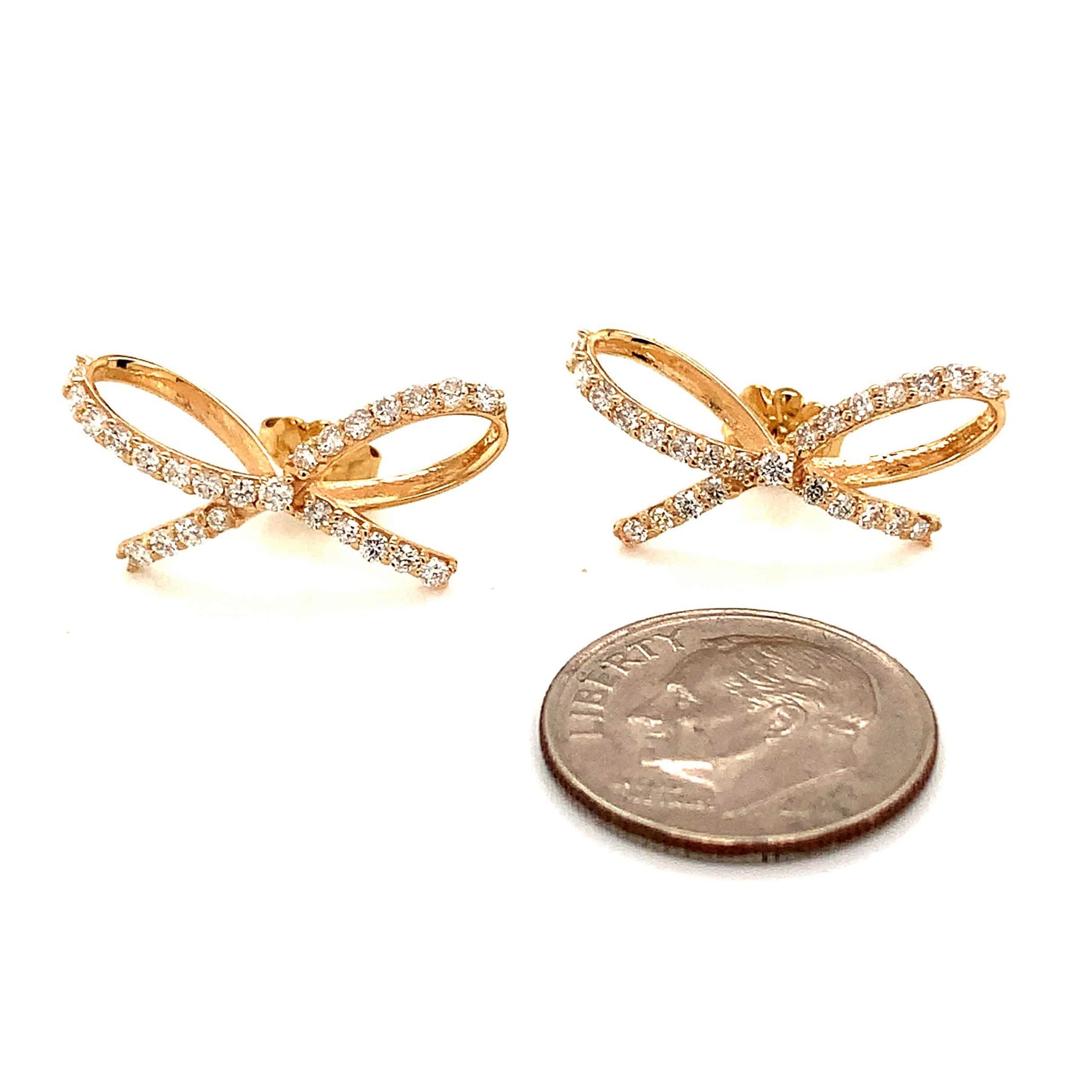 Diamond Bow Stud Earrings 14k Gold 0.5 TCW Certified $3,950 111897 - Certified Fine Jewelry