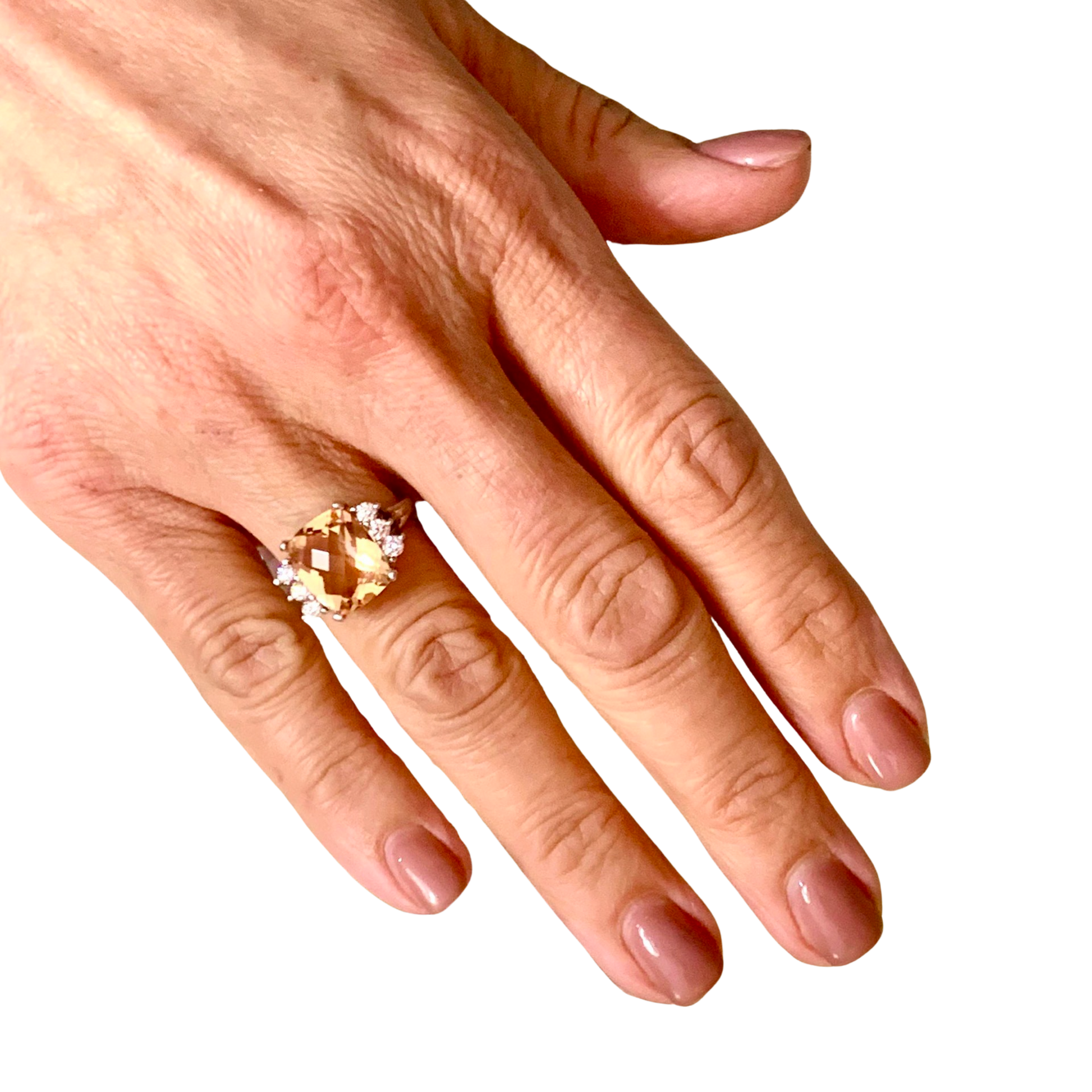 Diamond Morganite Ring Size 7.25 14k Gold 5.60 TCW Certified $5,950 120600 - Certified Fine Jewelry
